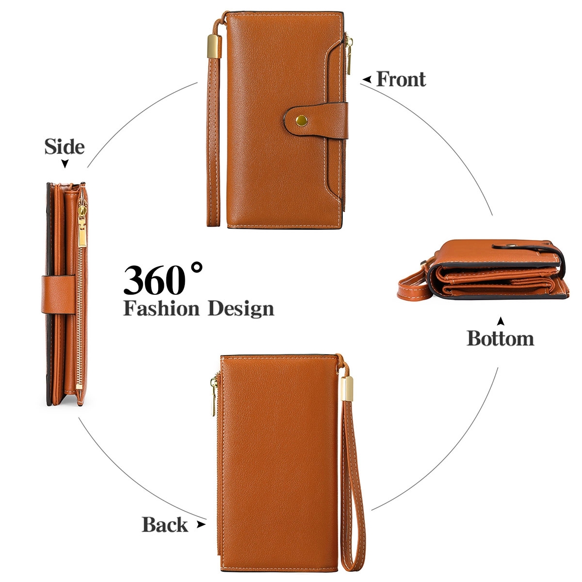 Women Soft Leather Rfid Blocking Bifold Slim Wallets 6