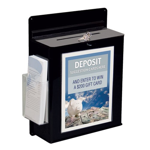 Locking Wall Hanging Entry Box with Sign Holder & Brochure Pocket