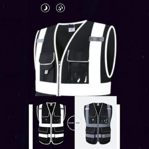 Zipper Front Black Safety Vest 5