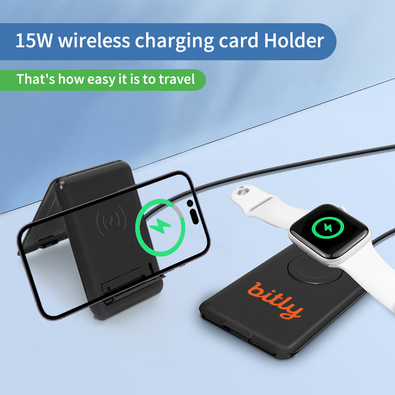 Chi-Charge Cable Card with Watch Charger - Collapsible Wireless Charging Stand and Charging Cable Carrier 6