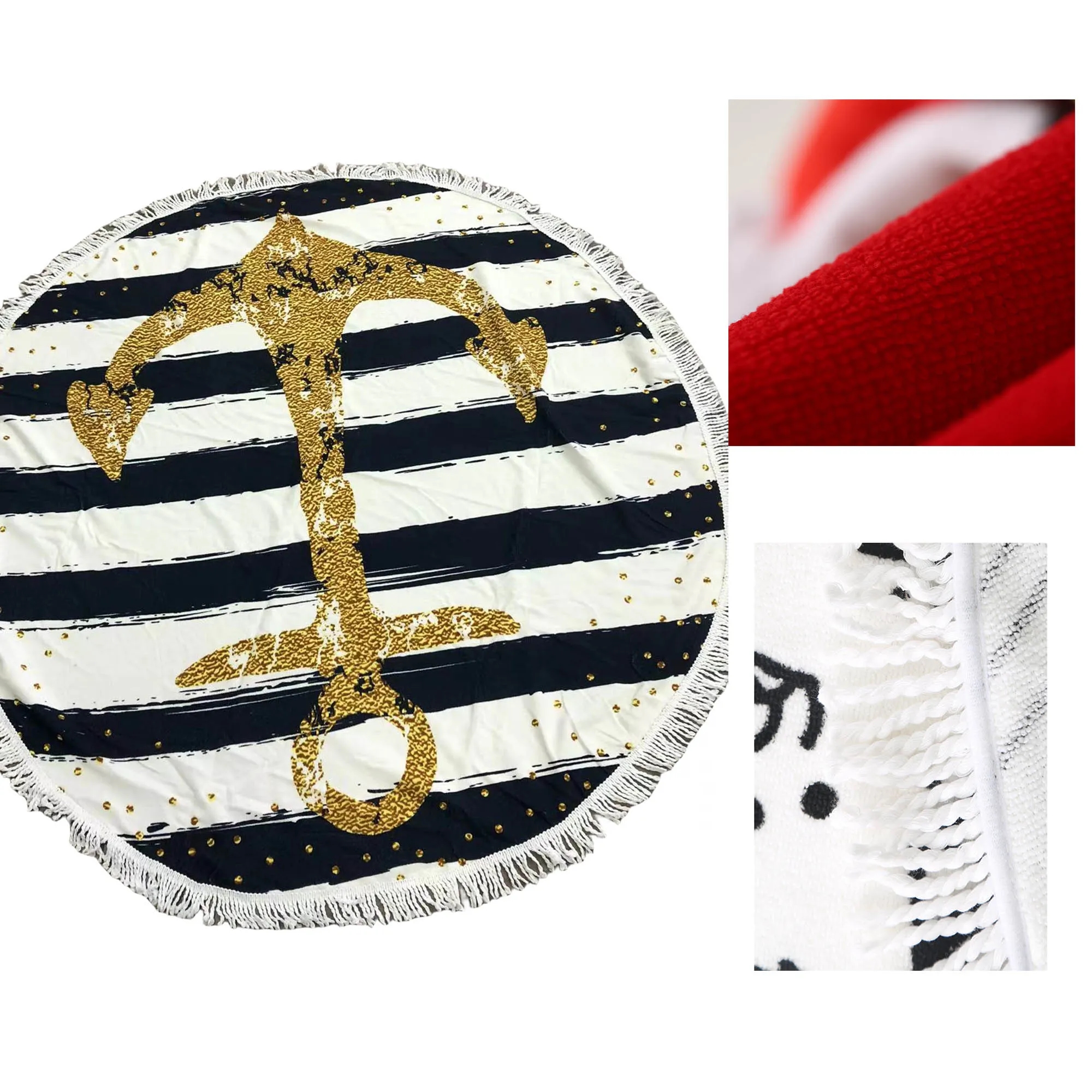 MOQ50 Round Gradient Beach Towel With Tassel 2