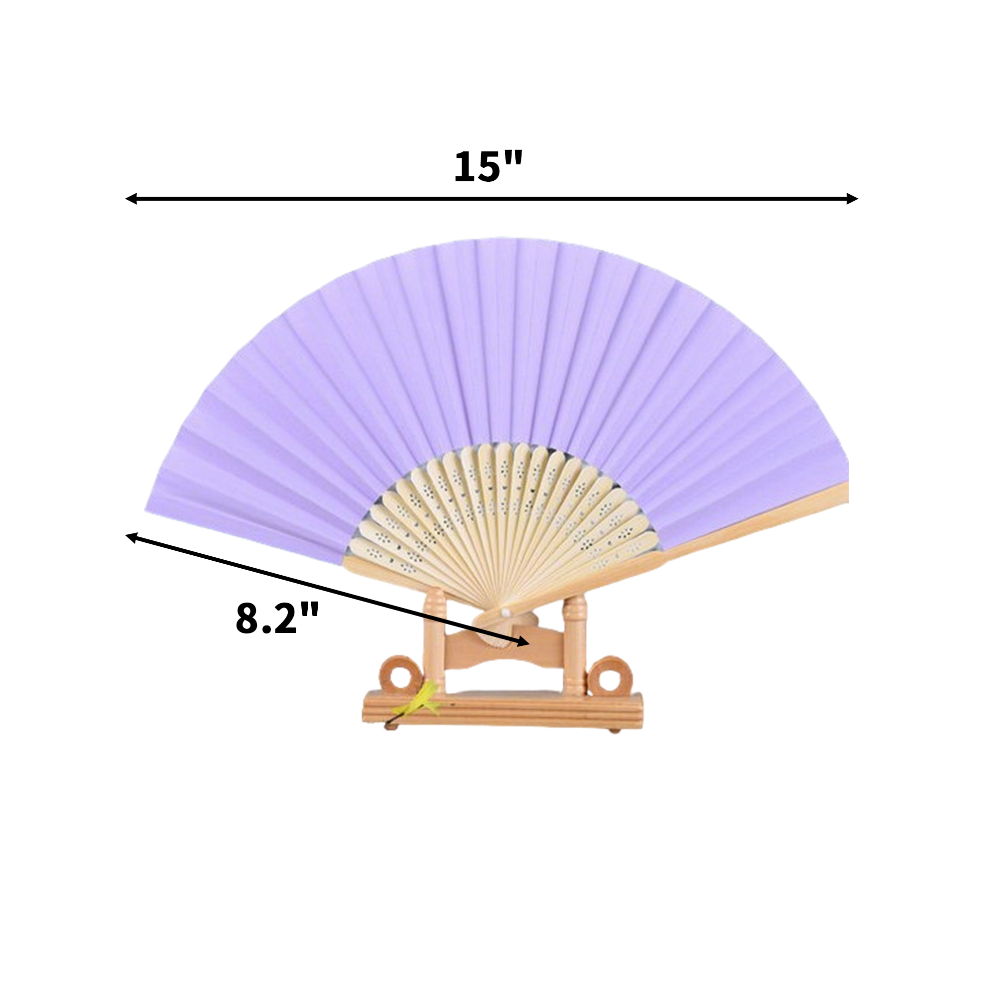 Bamboo Folding Handheld Paper Fan 8.2" x 15" 8