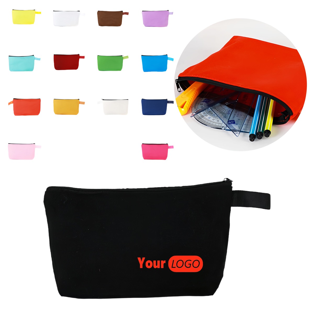 Zippered Thickened Canvas Makeup Bag/Pencil Case 3