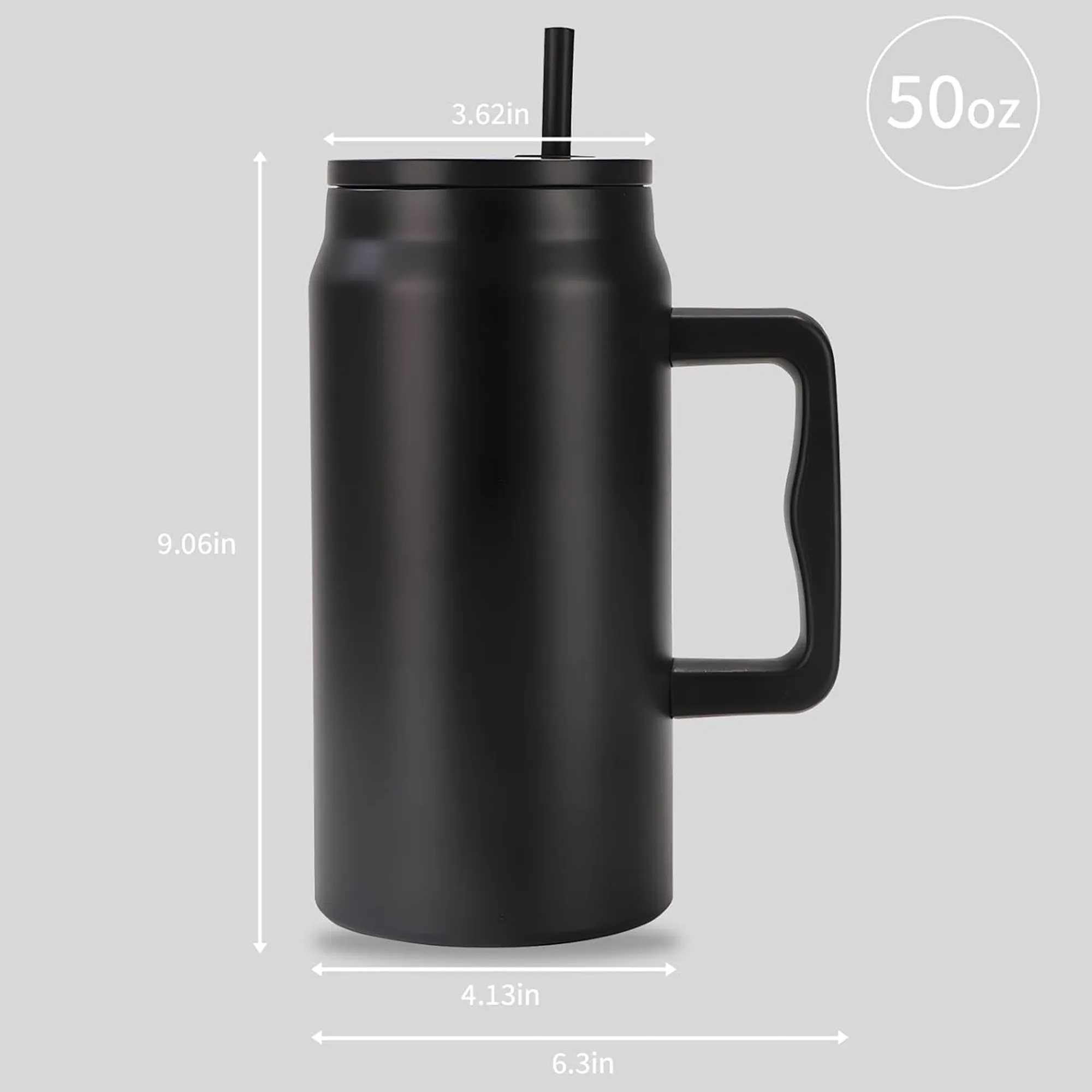 50oz Straw Lid Insulated Cup With Handle 8
