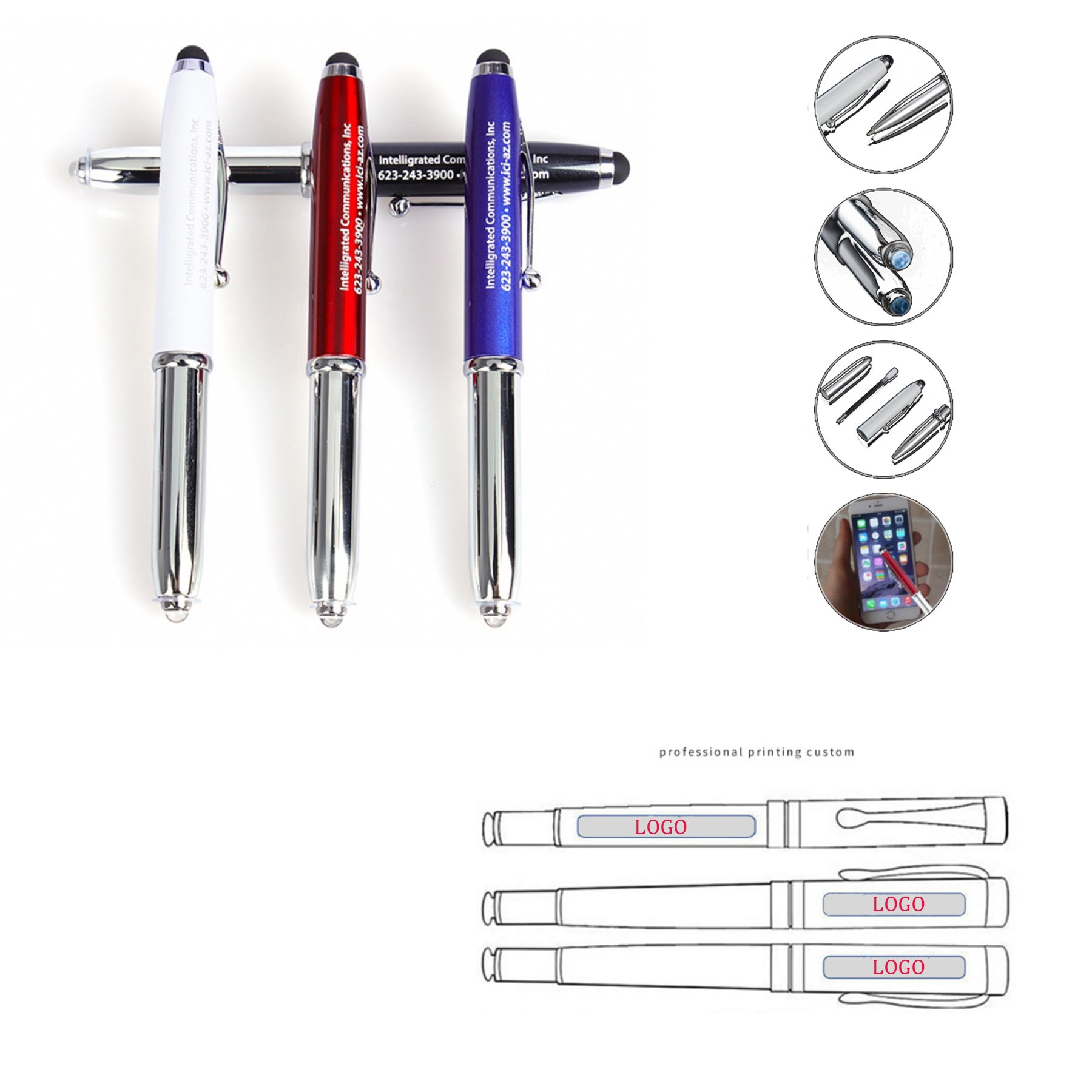 3 In 1 Electronic Light Ballpoint Pen
