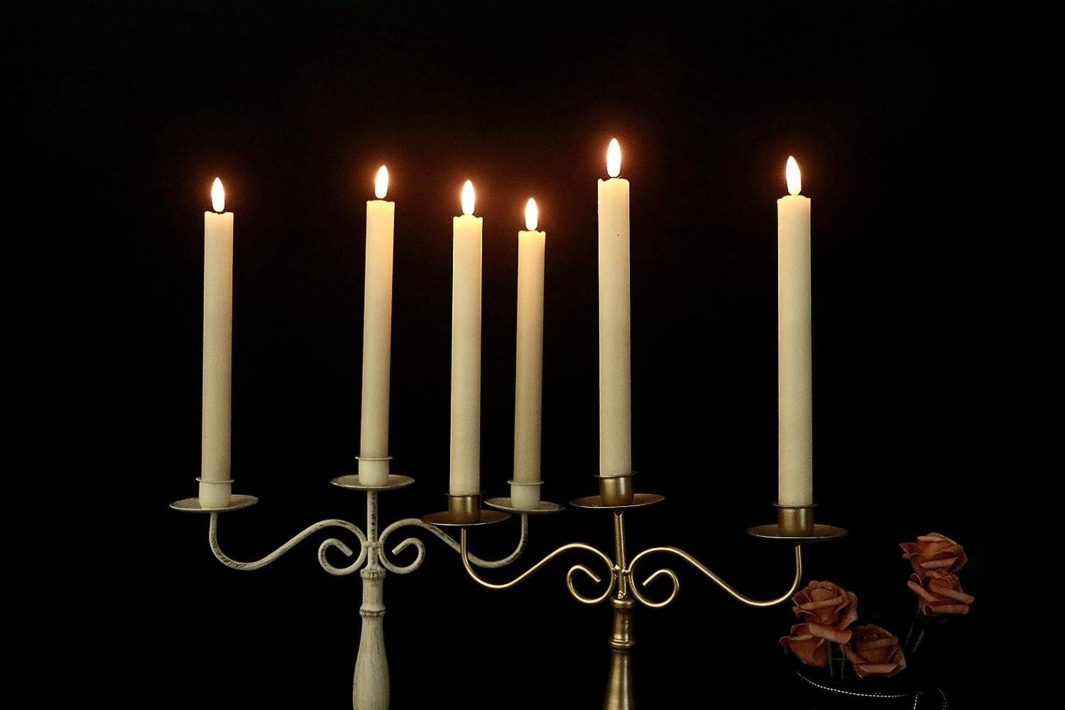 Flameless Ivory Taper Candles Flickering with 10-Key Remote 4