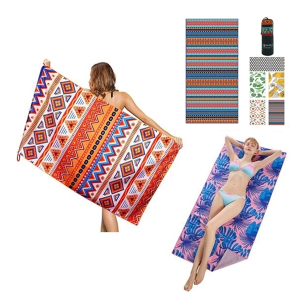 Full Color Imprint Quick Dry Micro Fiber Beach Blanket Towel 7
