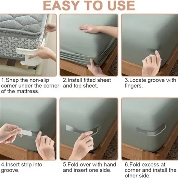 4-Pack Bed Sheet Fastener Set - Secure Mattress Grippers 1