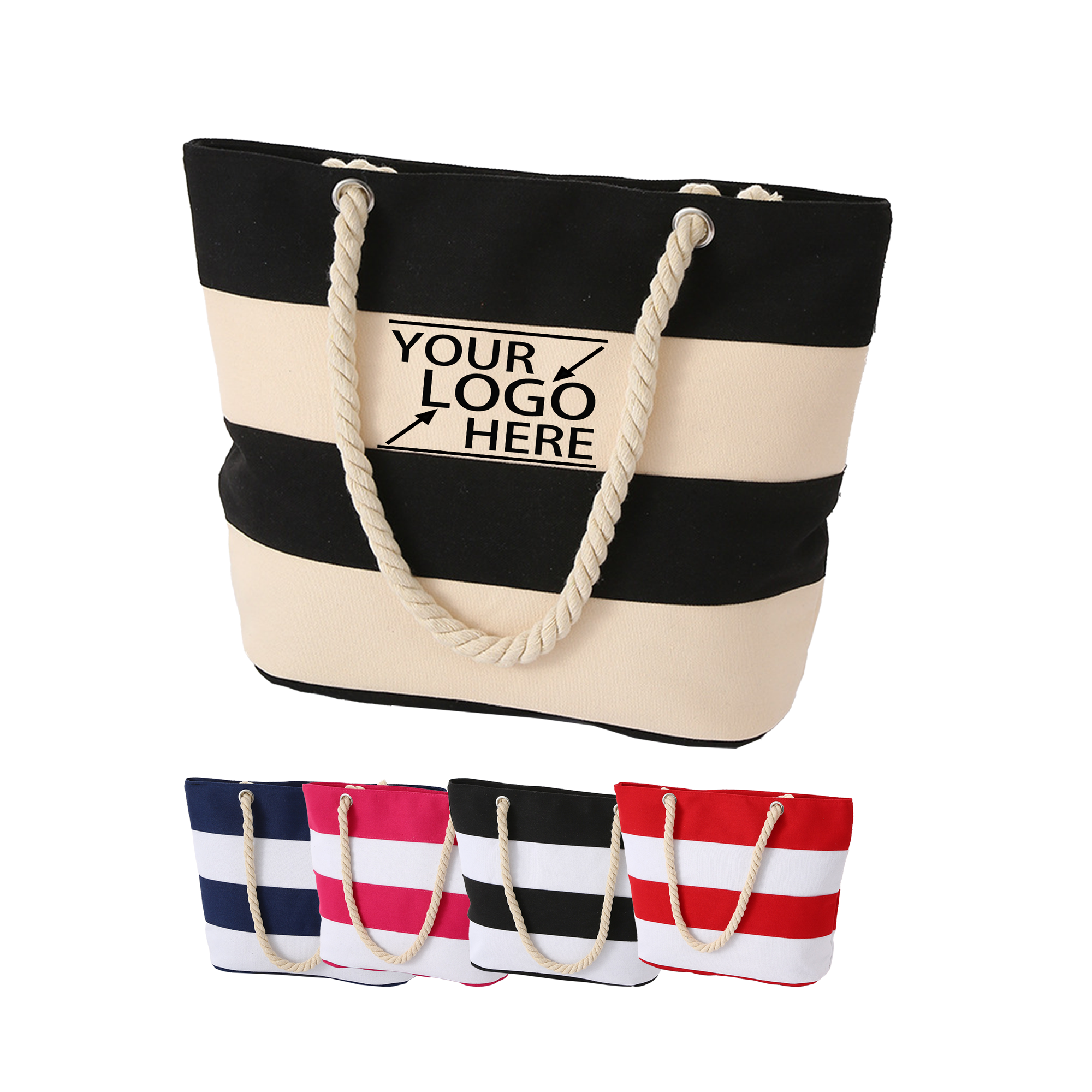 Hemp Rope Stripe Canvas Tote 1