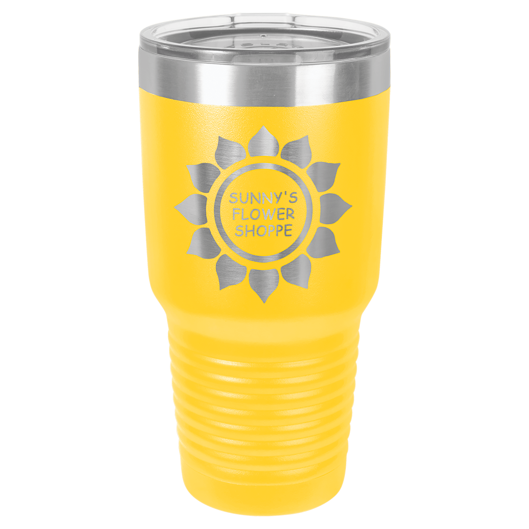 Polar Camel 30 oz. Yellow Vacuum Insulated Ringneck Tumbler with Clear Lid 1