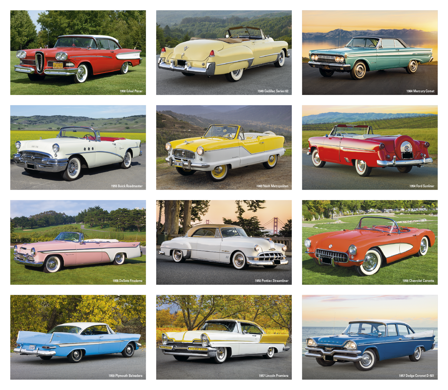 Triumph® Calendars Press-N-Stick Full-Color Header Cruisin’ Cars Calendar