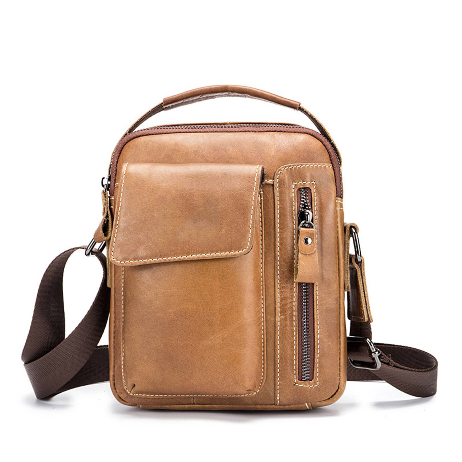 Genuine Leather Men's Retro Fashion Crossbody Bag 8