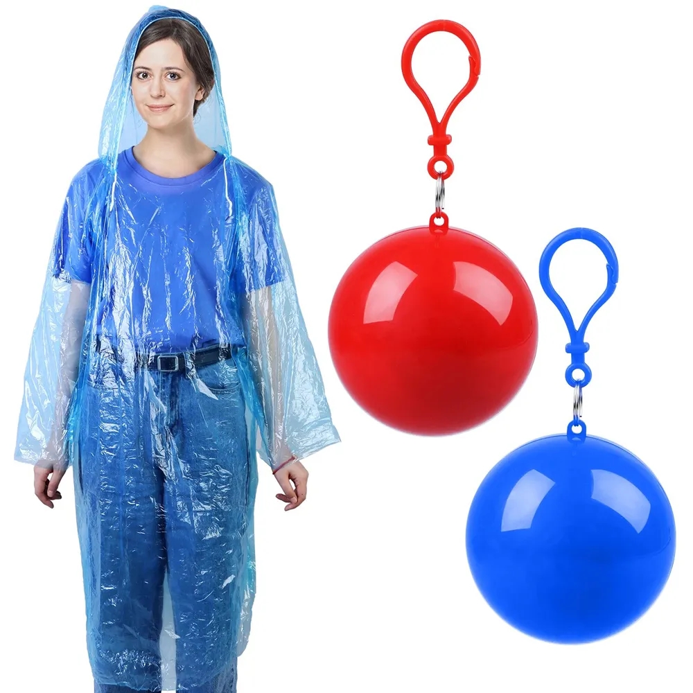 Disposable Rain Poncho Ball Key Chain 4