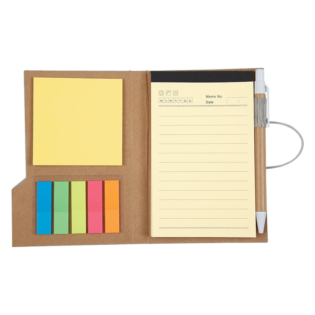 Woodgrain Look Notebook With Sticky Notes And Flags 14