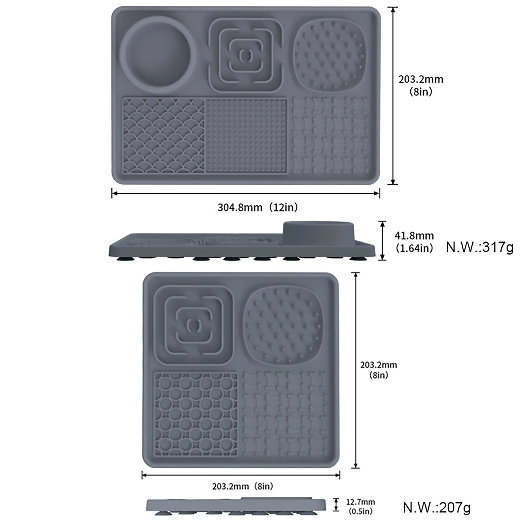 Silicone Rectangular Pet Licking Pad With Scraper 10