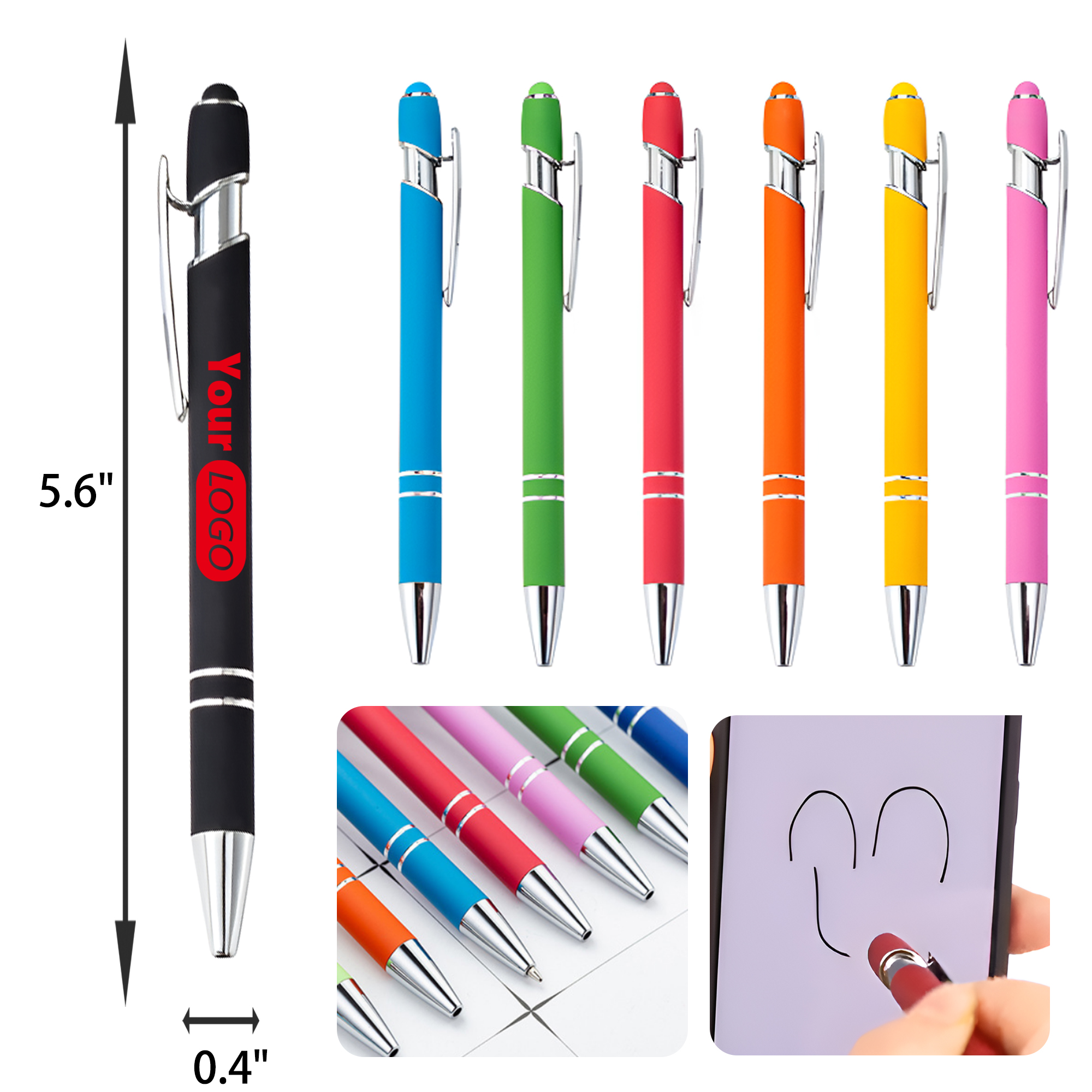 MOQ 50 PCS Durable Press Type Touch Stylus Metal Pen 3