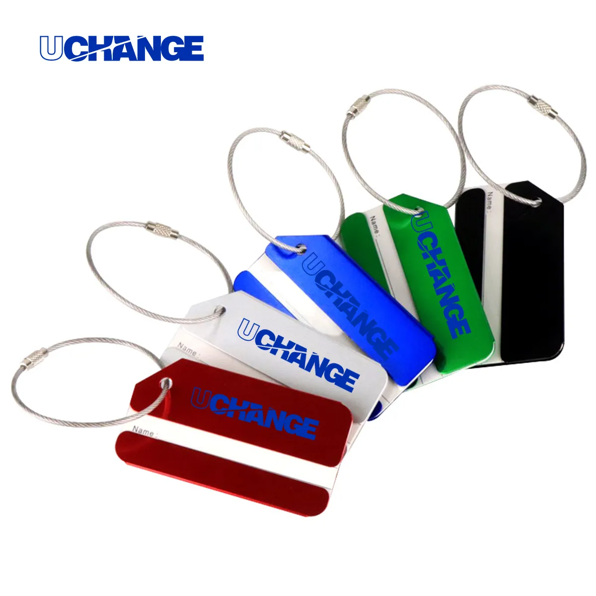 Anodized Aluminum Luggage Tag With Steel Cable Loop 2