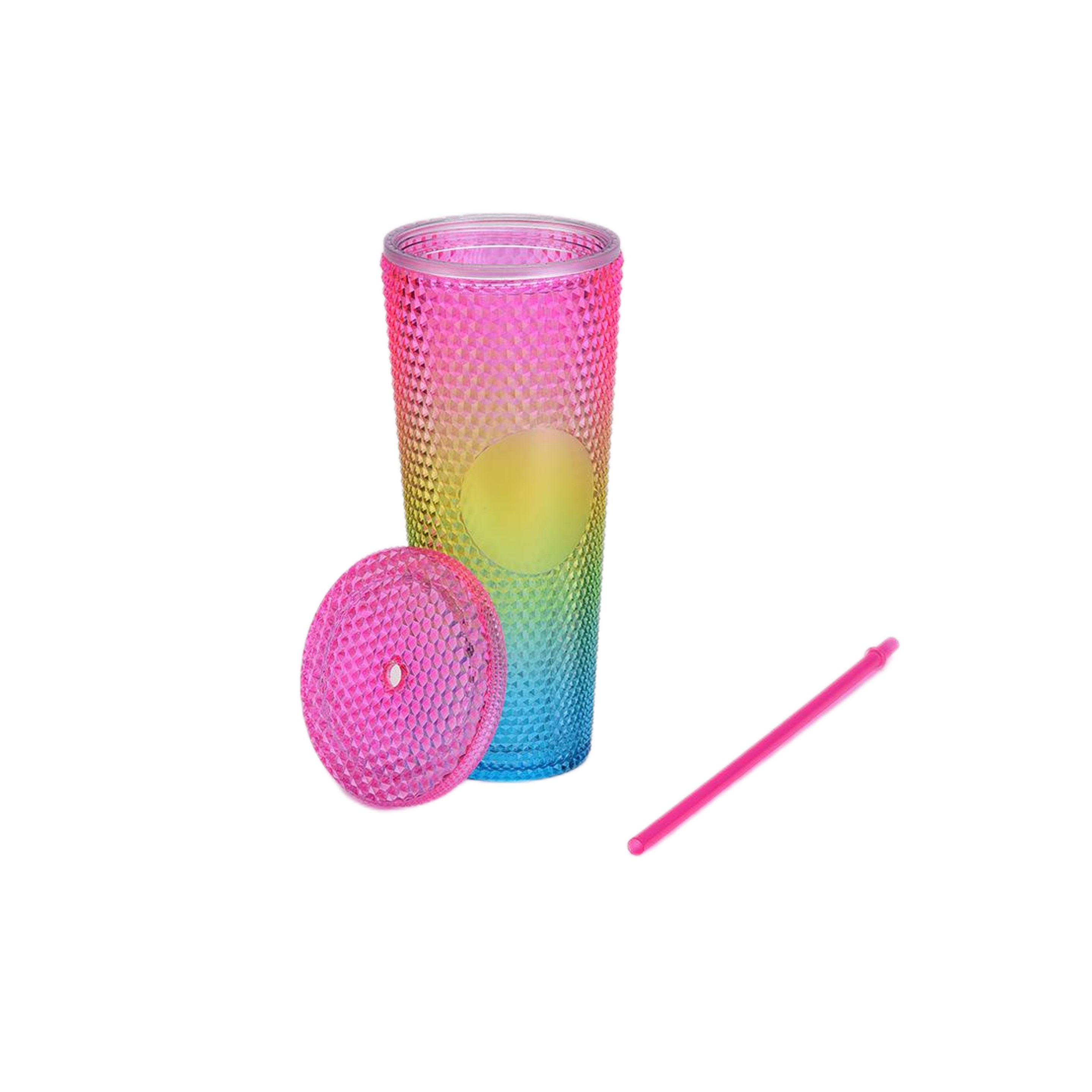 Rainbow Plastic Tumbler w/Straw (direct import) 3