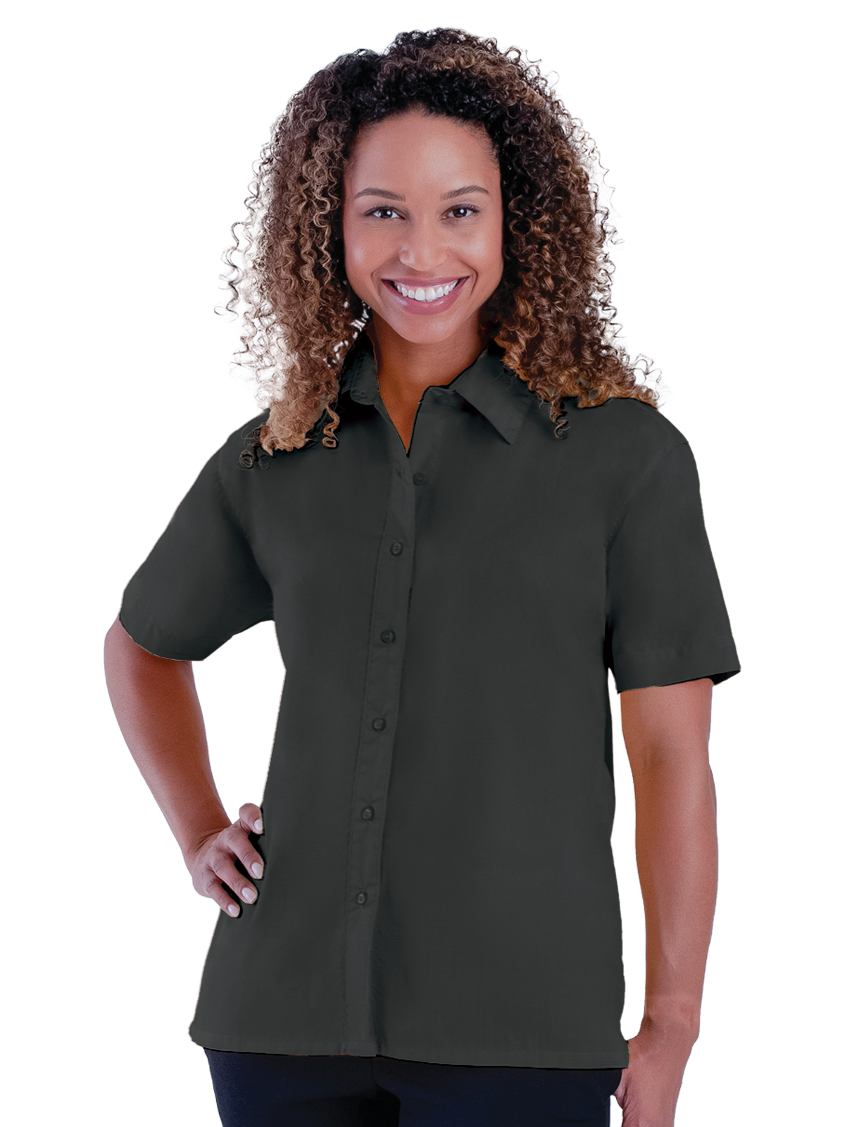 Blue Generation - Women's Pocketless Short Sleeve Poplin Shirt 16