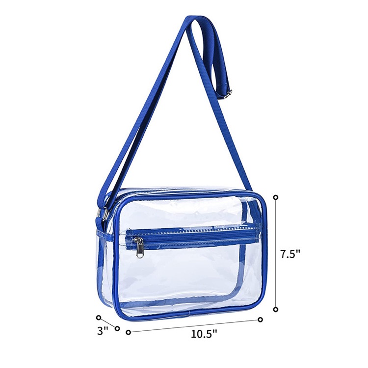 Clear PVC Crossbody Messenger Shoulder Bag w/Adjustable Strap 16