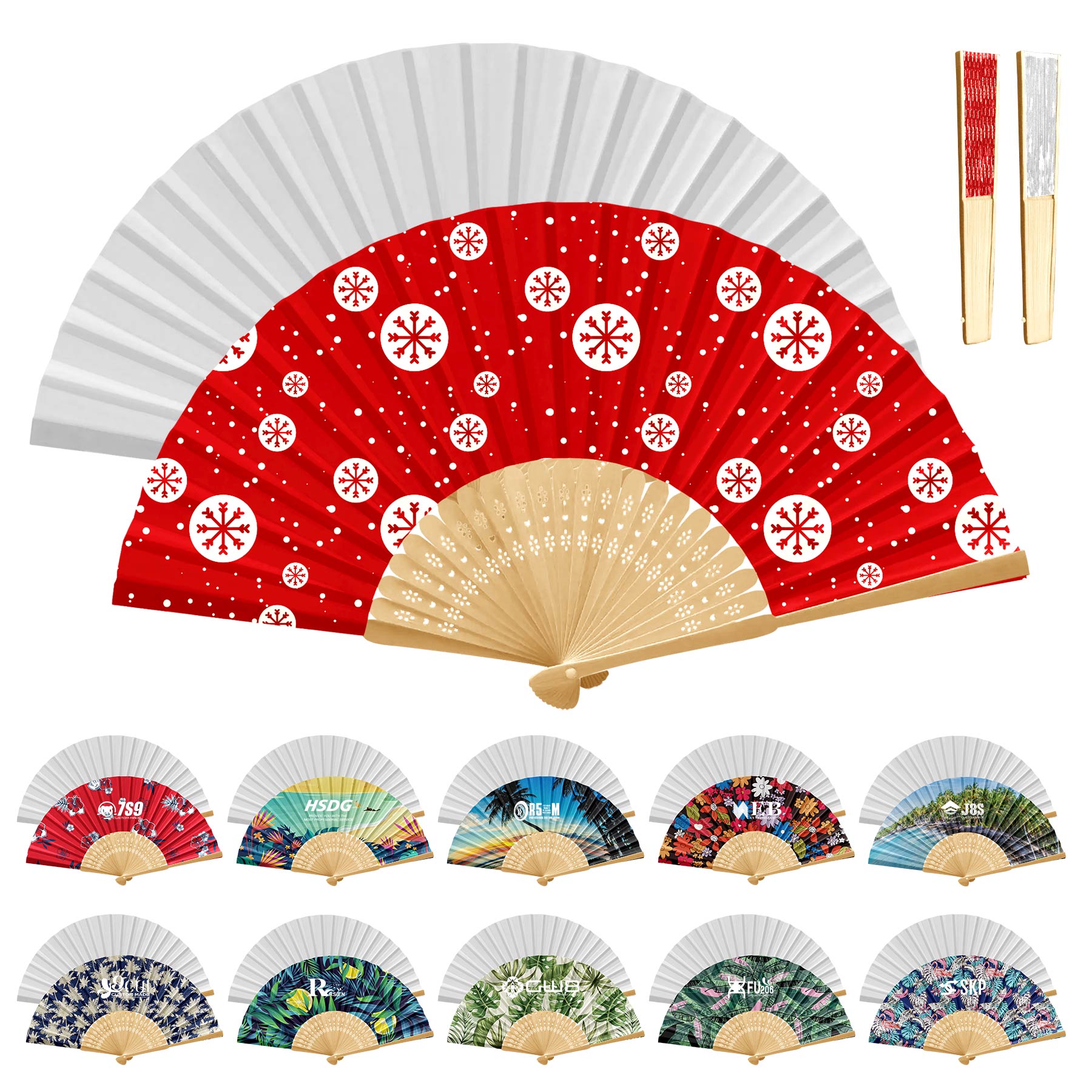 Handheld Foldable Full Color Bamboo Paper Fan 5