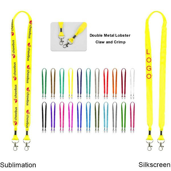 3/4" Double Open-ended Lanyard W/ Non-Swivel Lobster Claw (Sublimation) 1