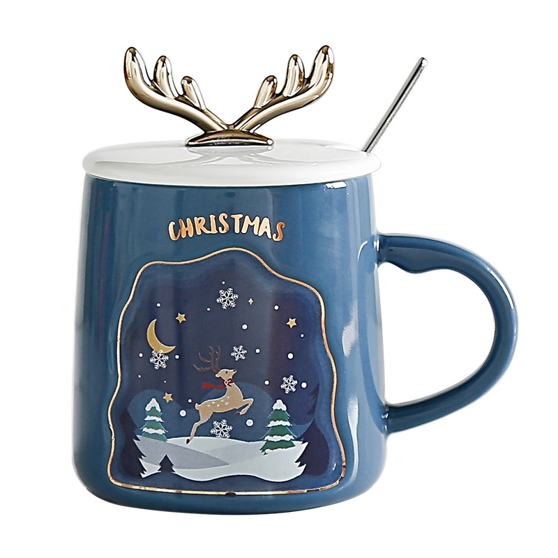 Christmas Antlers Shaped Coffee Ceramic Mug 5
