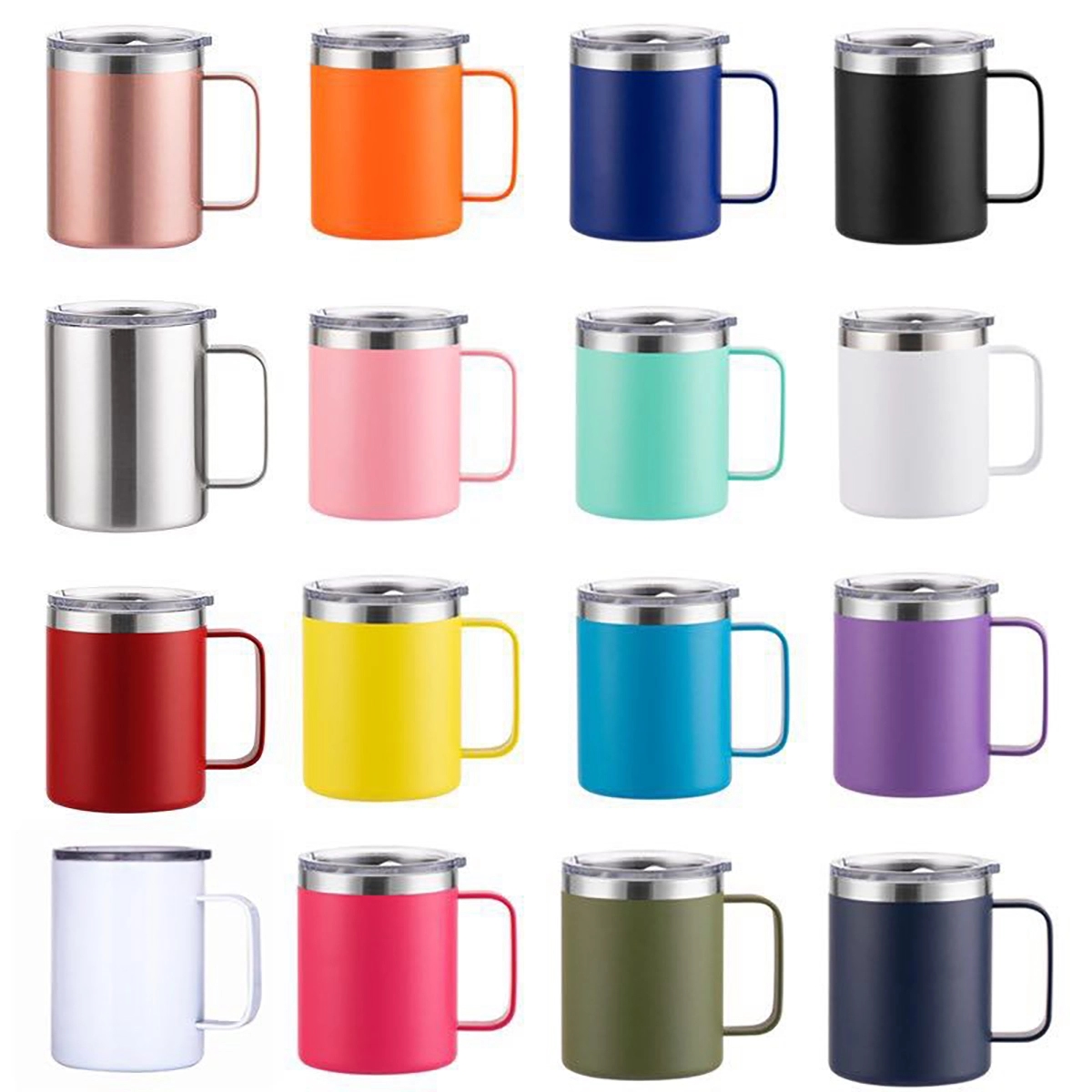 12oz Stainless Steel Coffee Mug Cup with Lid and Handle 3