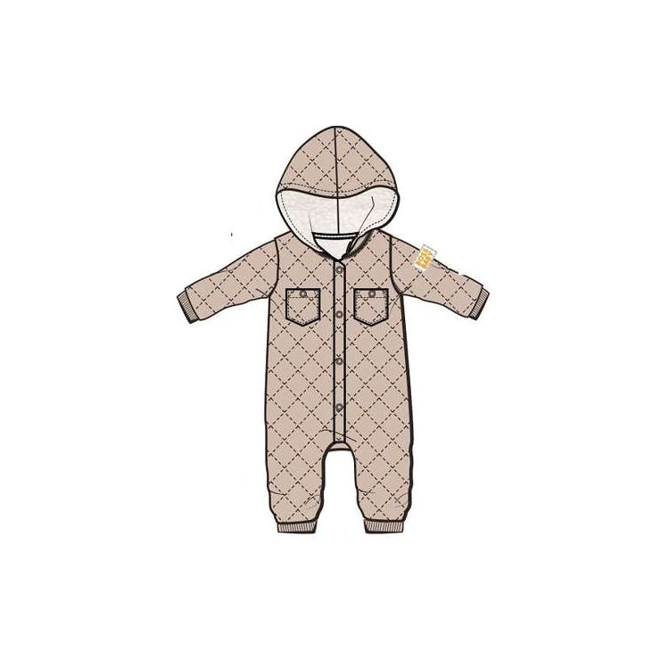 Newborn Quilted Romper Brown 0-9M 1