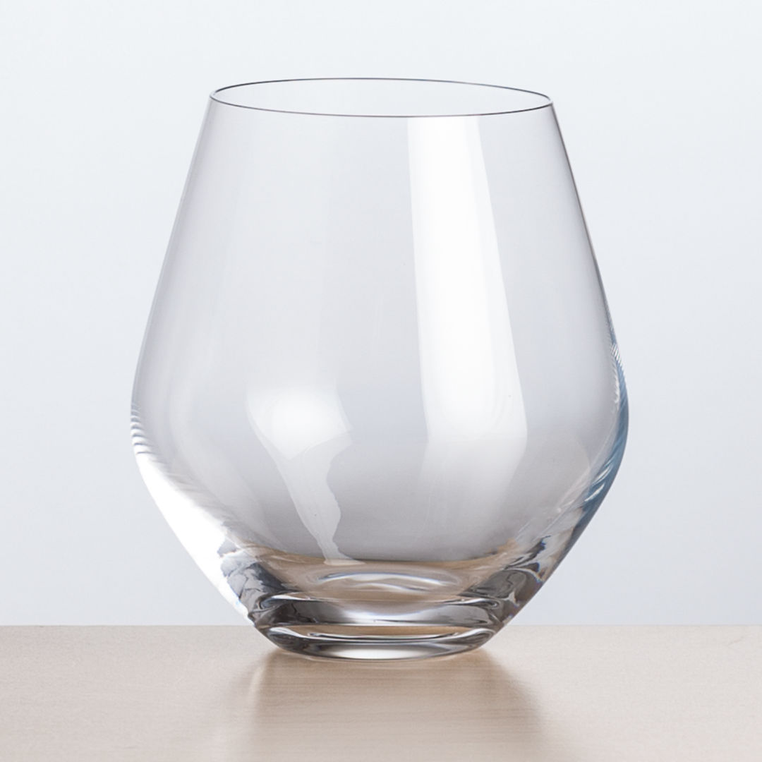 Reina Stemless Wine - Deep Etch, custom glassware with logo imprint 3