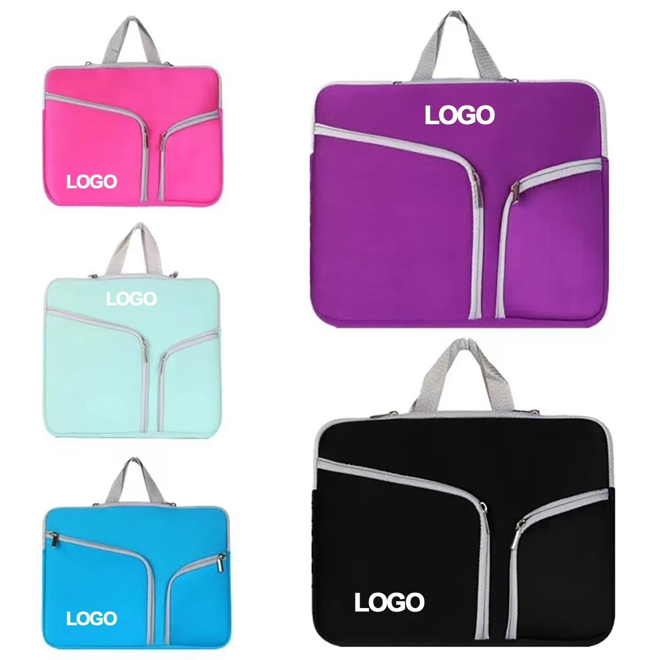 14" Dual Pockets Laptop Sleeve with handles 7