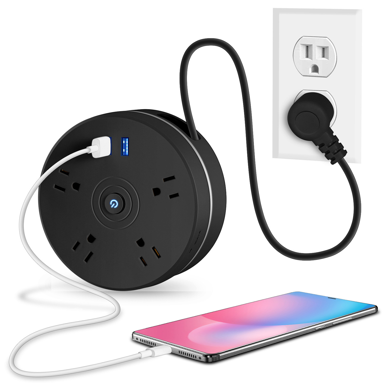 USB Port Electrical Outlet Extension USA Power Strip 2