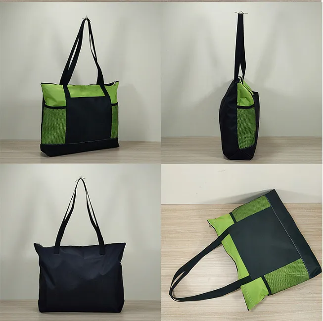Oxford Tote Bag With Two Mesh Pockets, custom tote bag with logo imprint 6