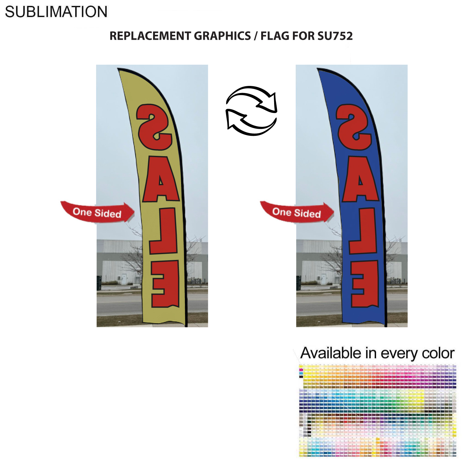 Replacement Flag for 15' Large Feather Flag Kit, Full Color Graphics One Side 2