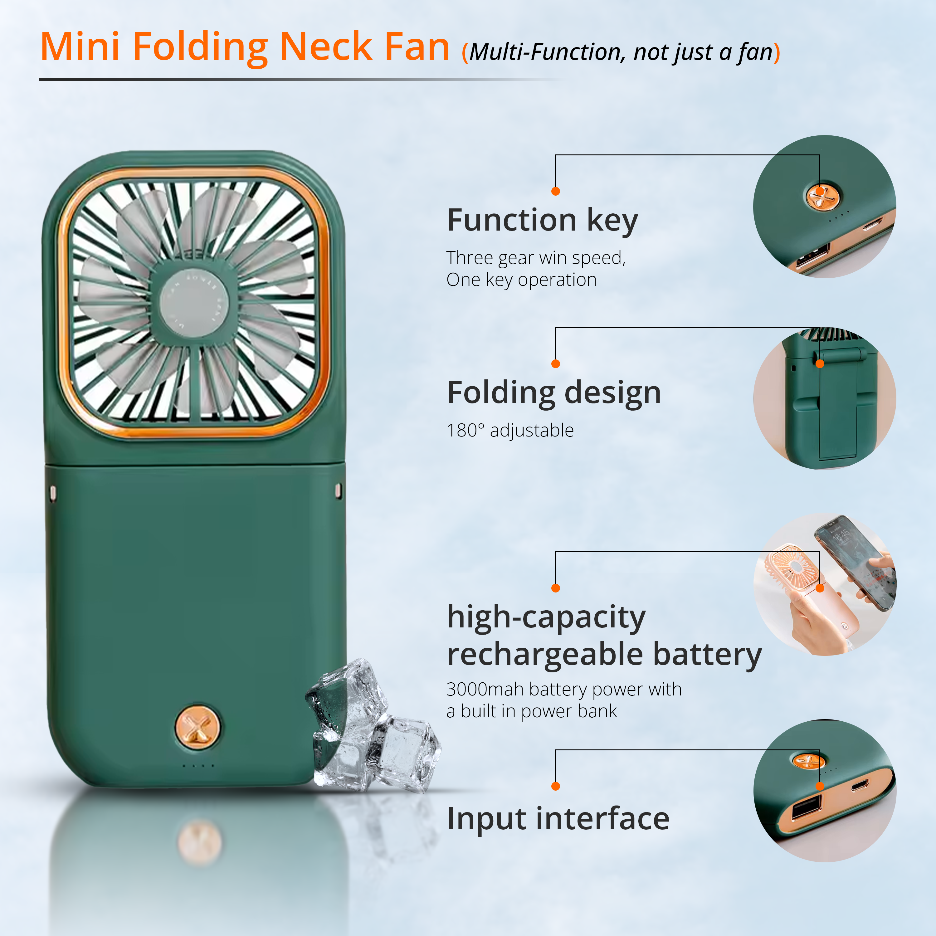 FoldCharge Mini — Folding Fan & 3000mAh Power Bank 11