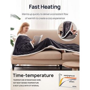 Heated Electric Sherpa Fleece Hoodie Blanket 4