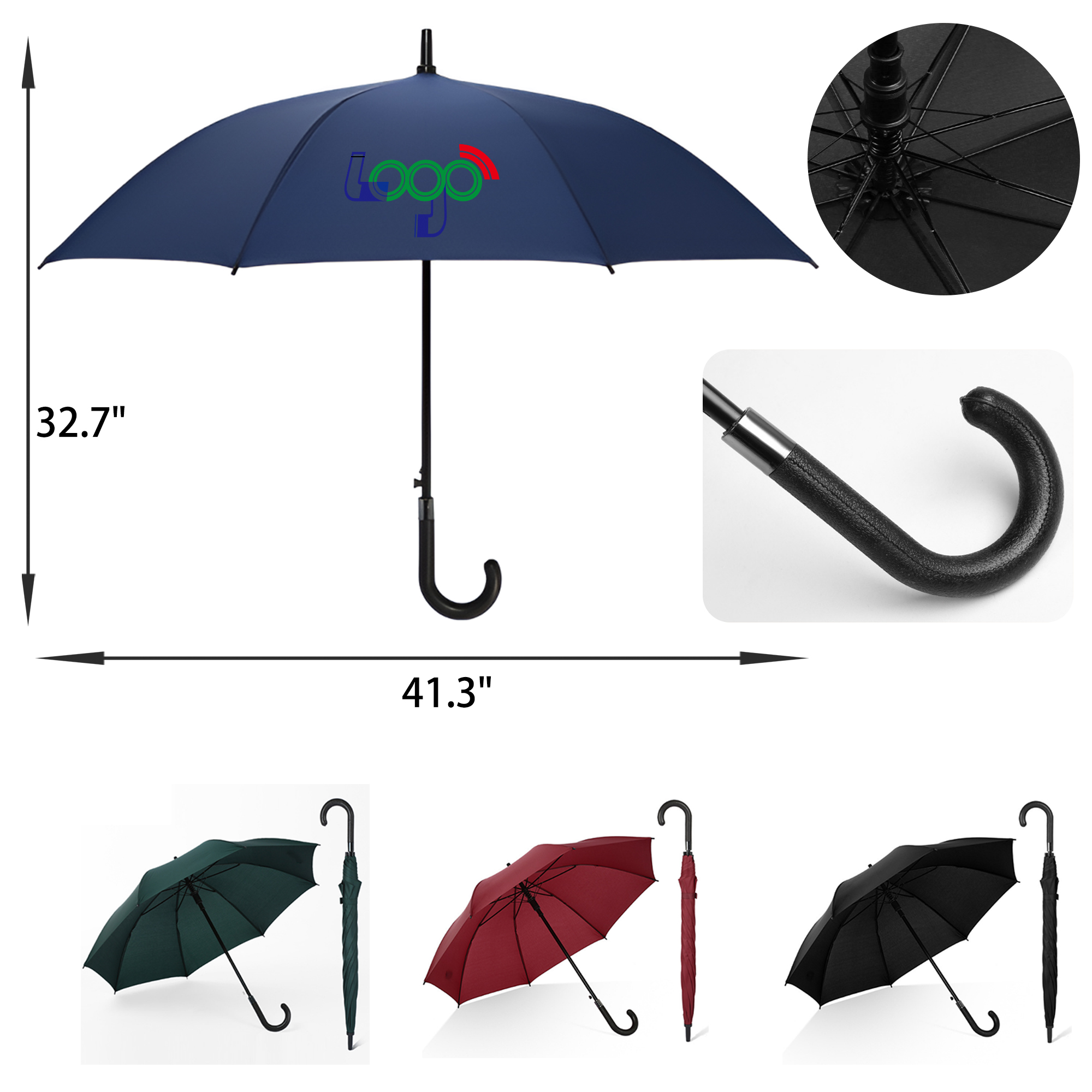 MOQ 50 PCS Durable Automatic 8 Ribs Golf Umbrella 1
