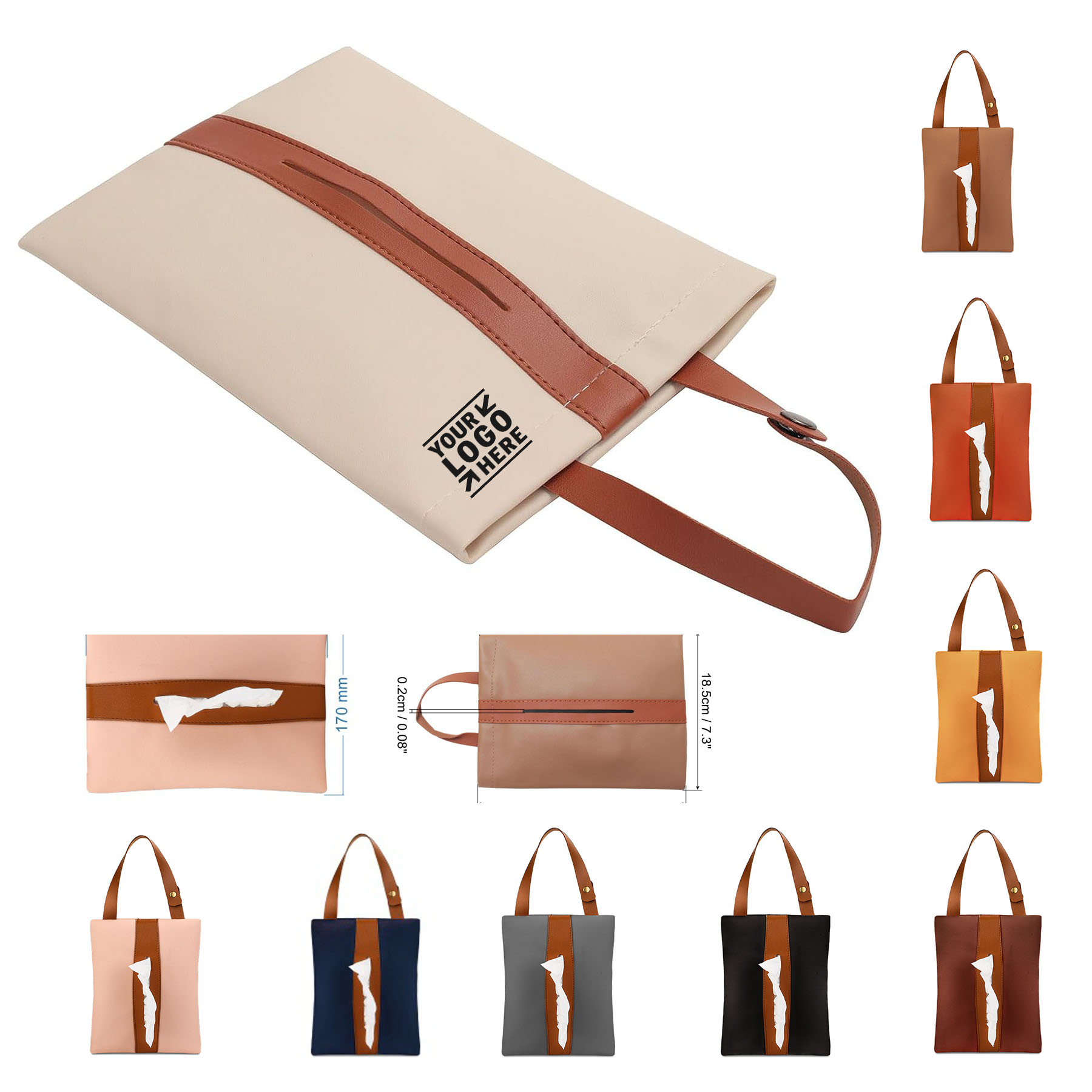 Car Tissue Holder PU Leather Rectangle Napkin Paper Towel Dispenser Box Case 1