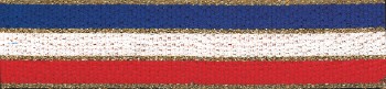Red/White/Blue with gold edging "V" Neck Ribbon with Clip, 7/8" wide 1