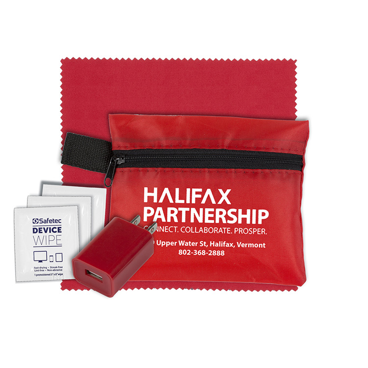 "TECHPACK" Tech Hom and Travel Kit with Microfiber Cleaning Cloth and US Wall Charger 15