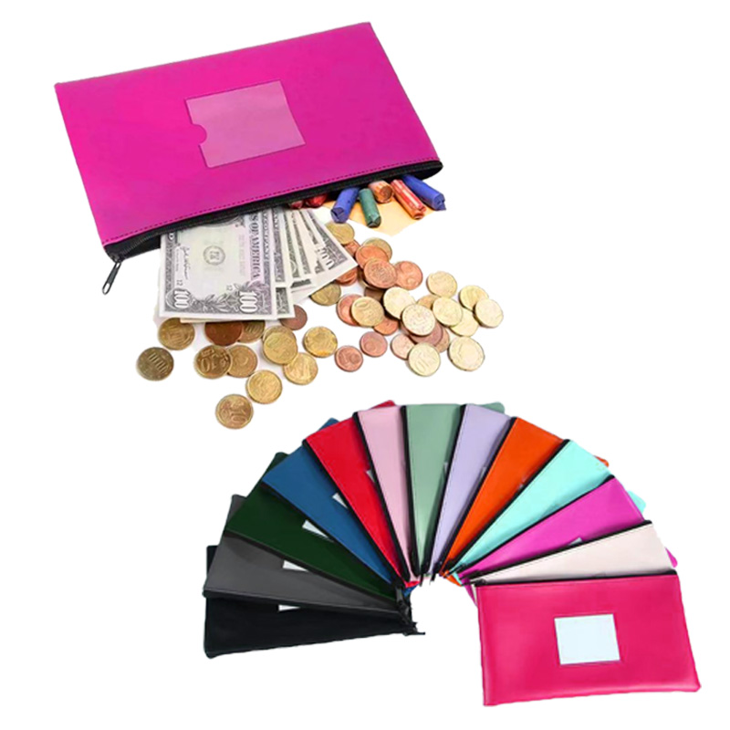 Leather Money Bank Bag with Clear Window 2
