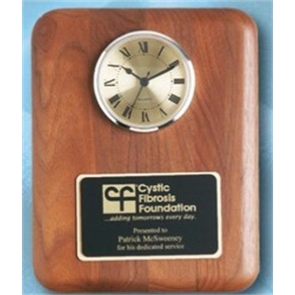 Walnut Round Edge Solid Wood Plaque w/ Clock 7