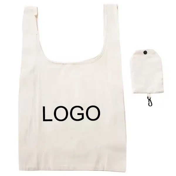 Foldable Cotton Shopping Tote In Clip Bag, custom tote bag with logo imprint 3