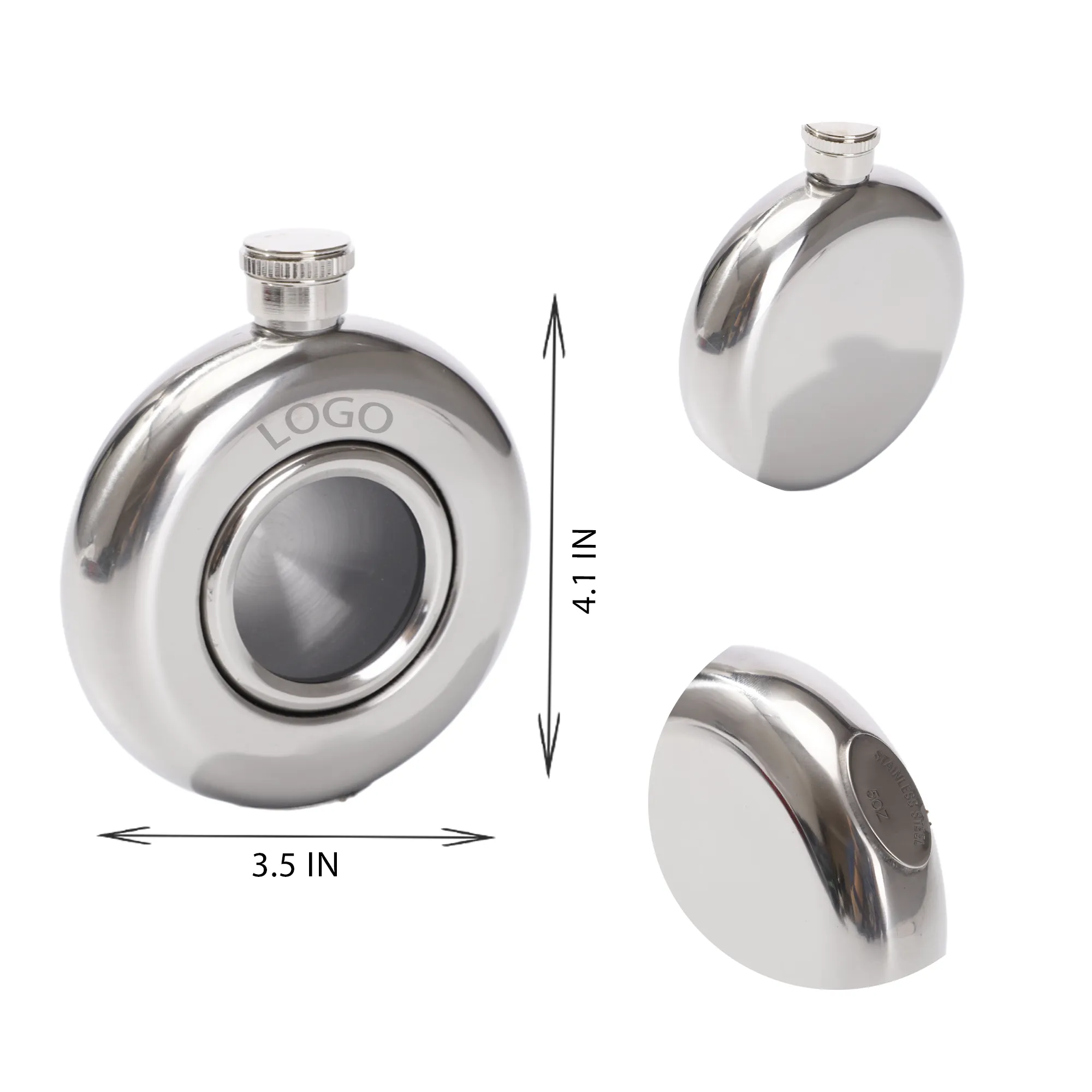 MOQ 10 PCS 5oz Stainless Steel Hip Flask, custom water bottle with logo imprint 2