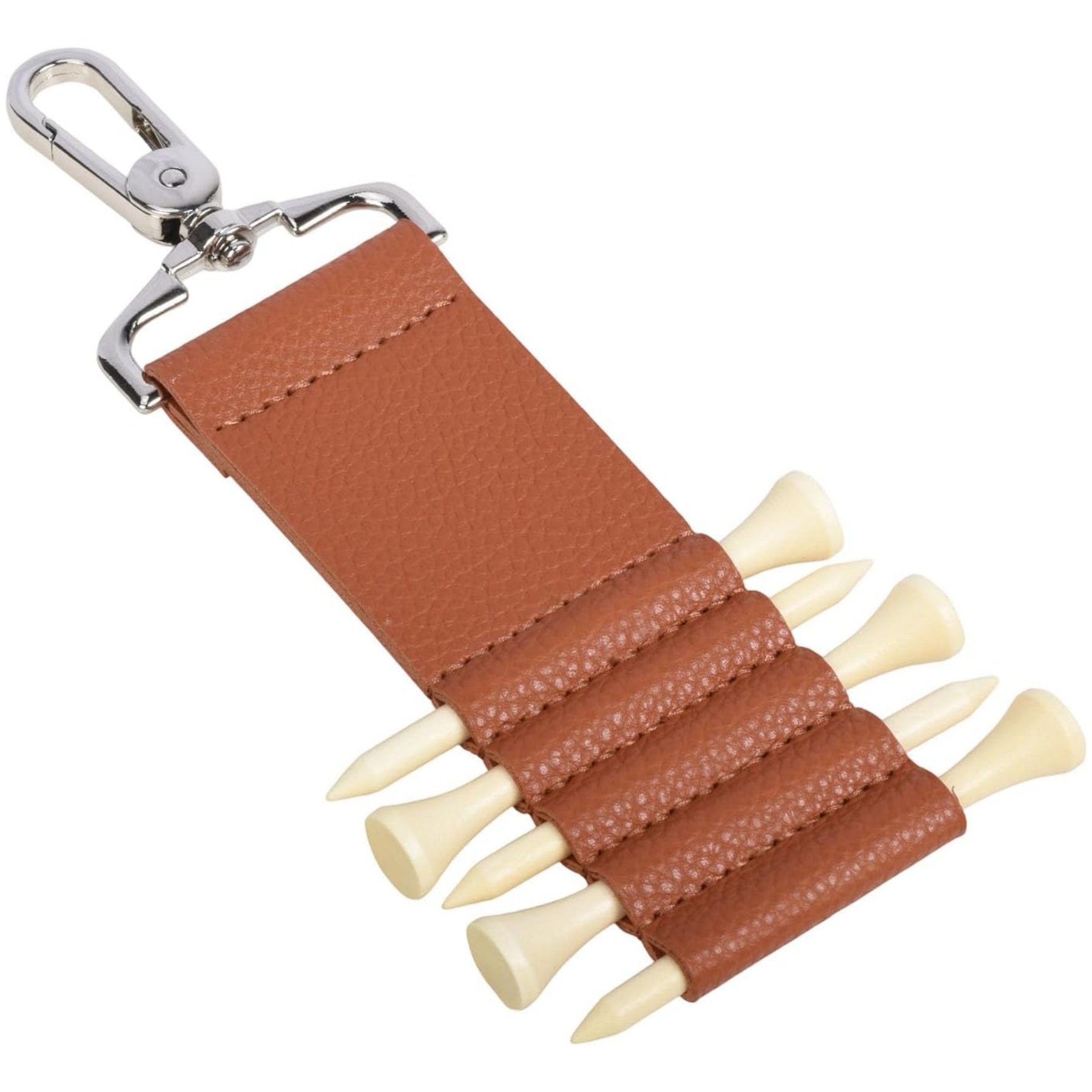 Leather Golf Tee Holder with Carabiner Clip 2