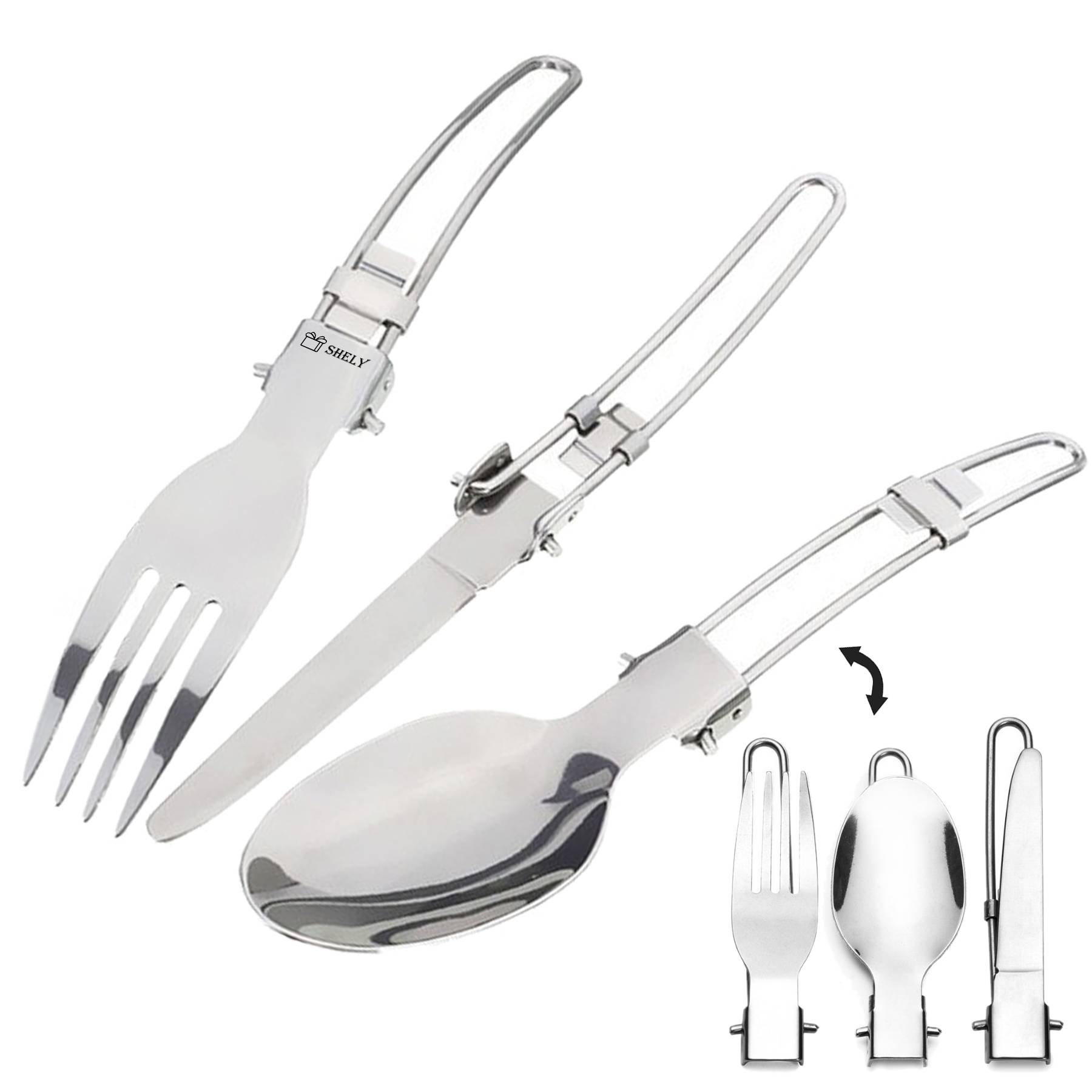 Portable 3 in 1 Folding Spoon Fork Knife Set 1