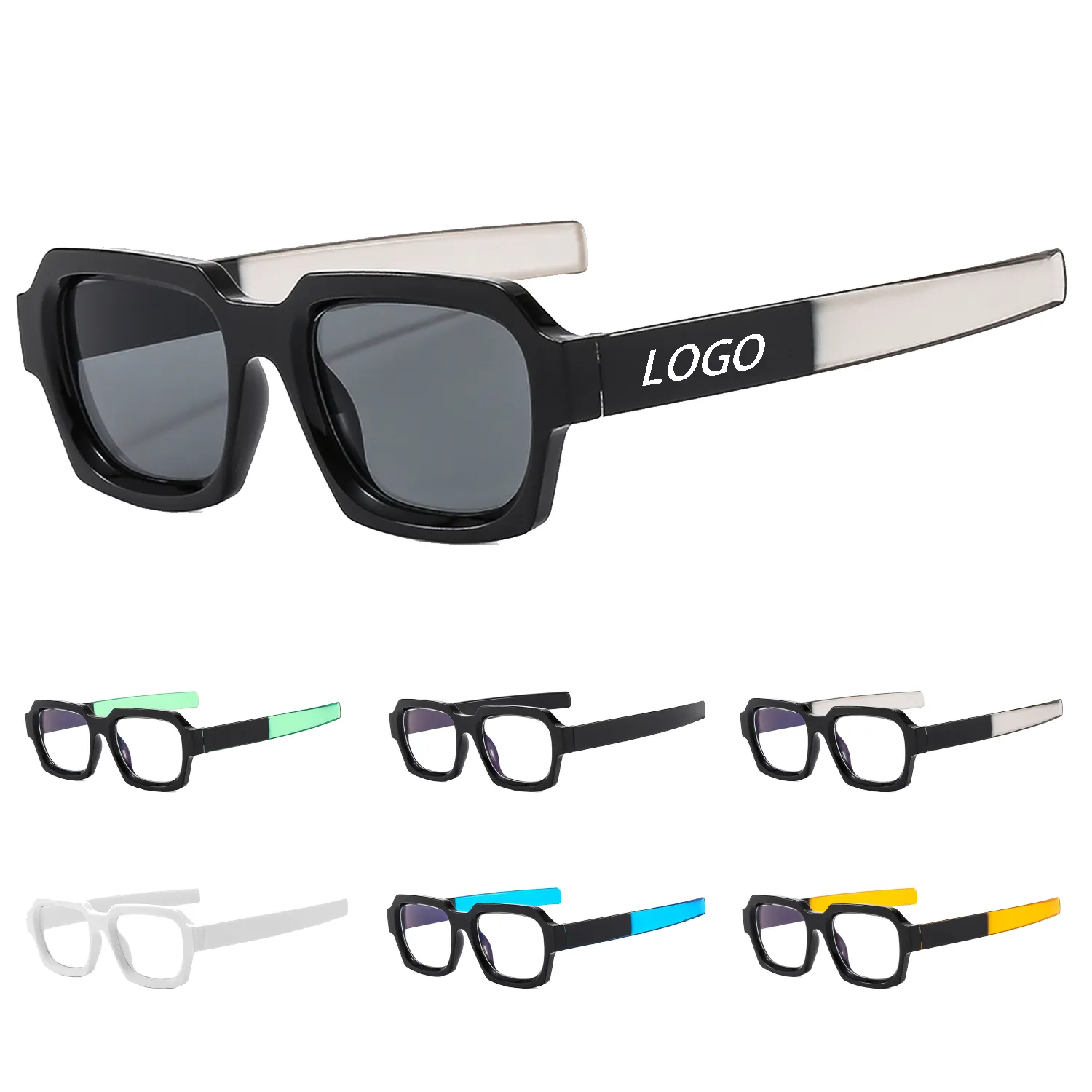 Dazzling Colorful Fashion Classic Retro Square Glasses 1