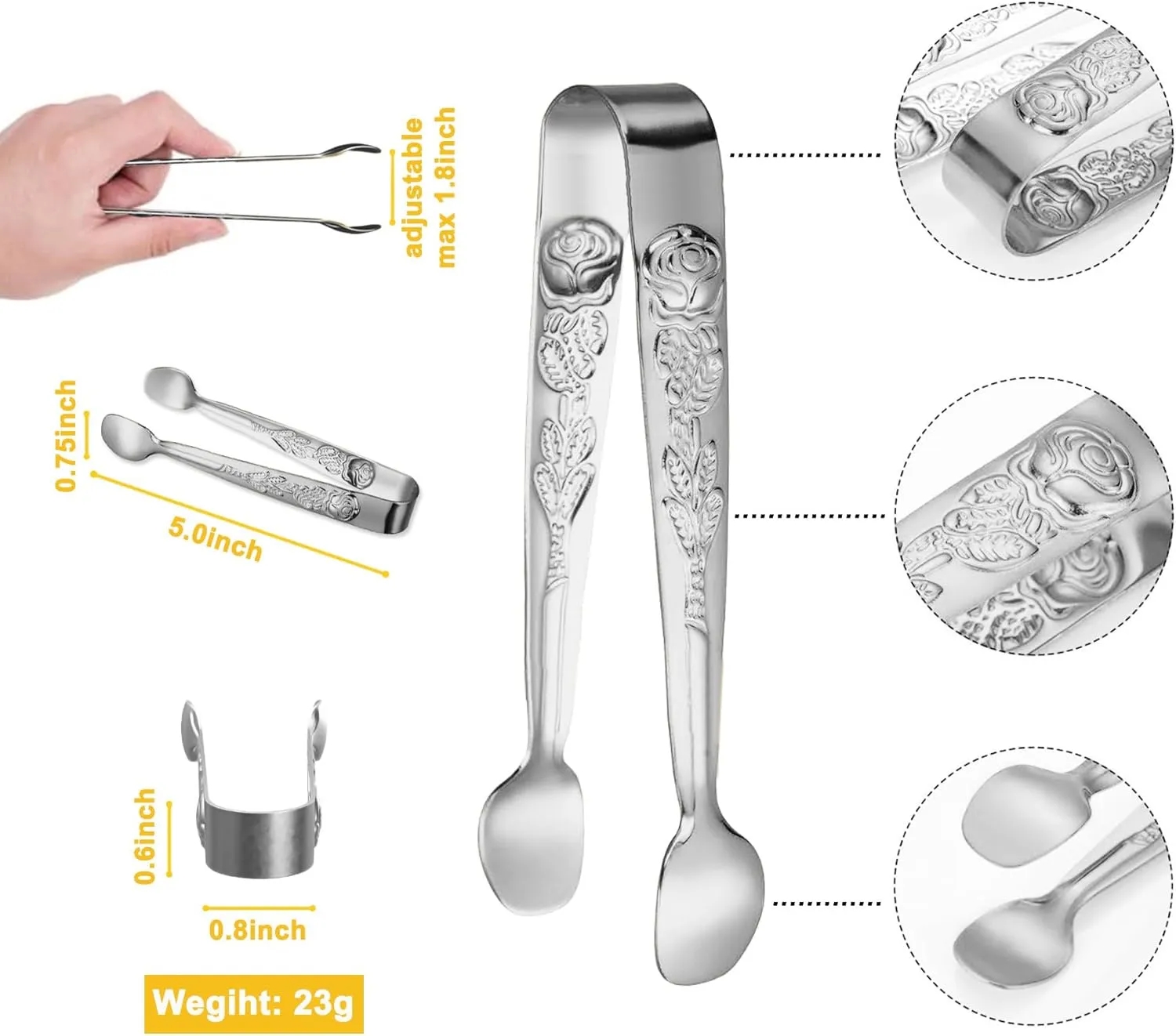Premium Stainless Steel Ice Tongs 4