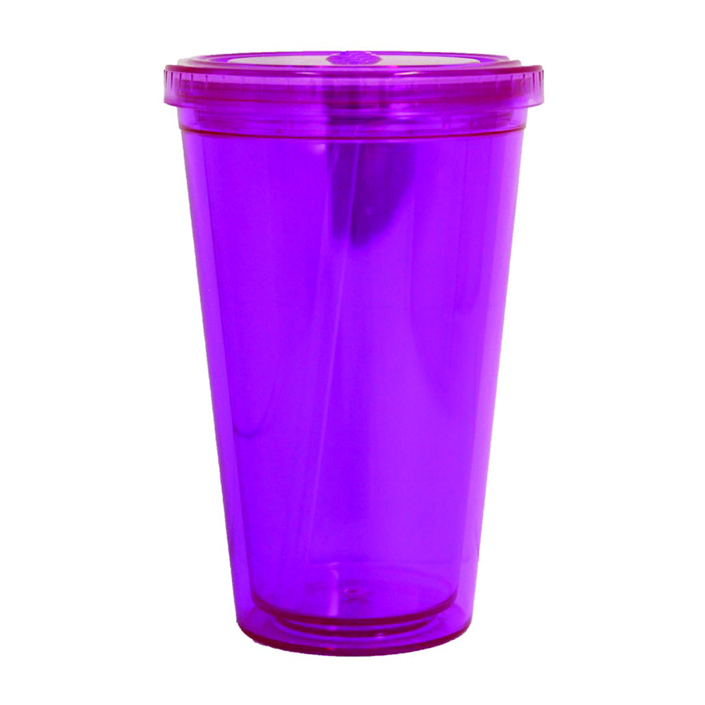 16 Oz Acrylic Double Wall Drink Cup W / Straw 5