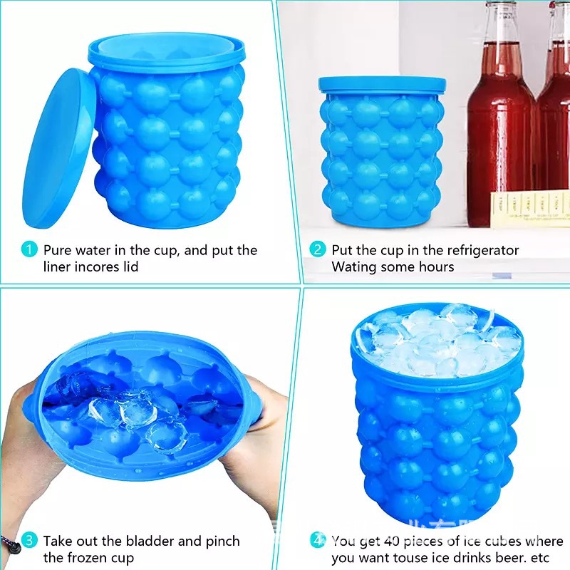 2 in 1 Silicone Ice Bucket Ice Mold / Lid 11